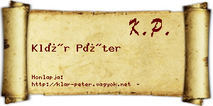 Klár Péter névjegykártya