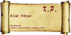 Klár Péter névjegykártya